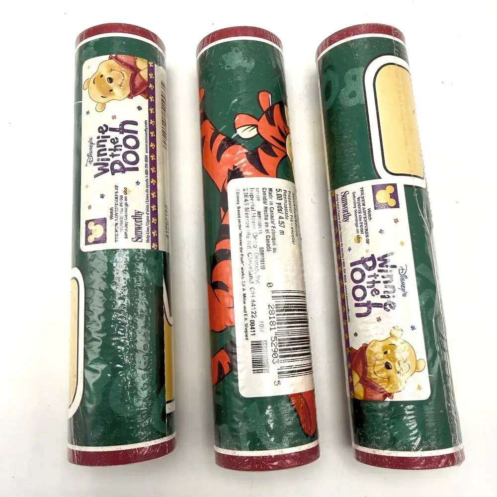 3 Rolls Winnie the Pooh Prepasted Wallpaper Border Sports 5yds Each Vintage 90s